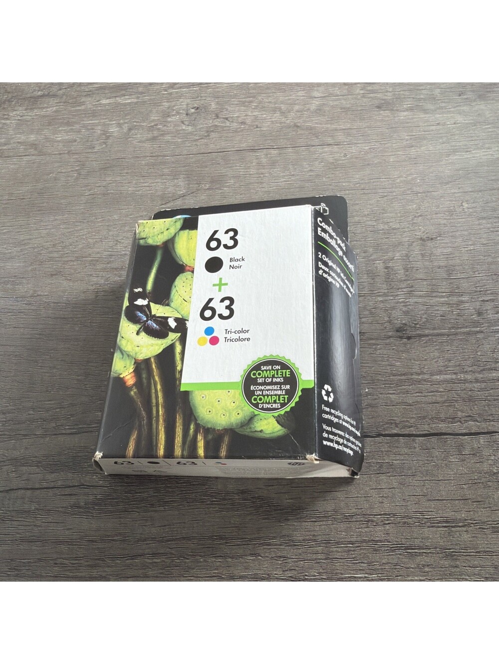 Genuine OEM Hp 63 Black & 63 Tri-Color Ink Cartridge Combo Pack SEALED - 11/2019
